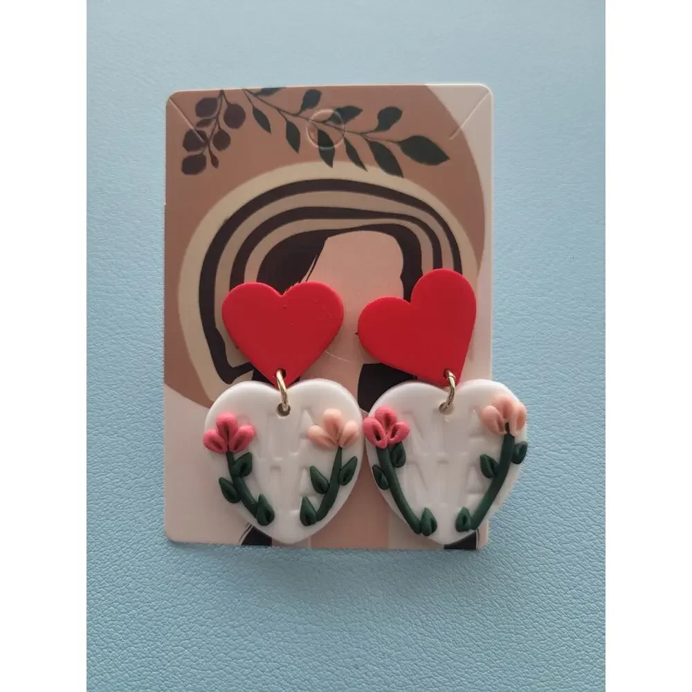 Handmade‎ Mexican Terra Cotta Barro Inspired Dangle Post Earrings Light Weight